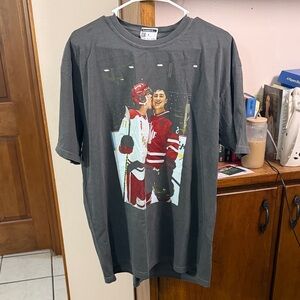 Vintage-Style Charcoal Graphic Hockey T-Shirt